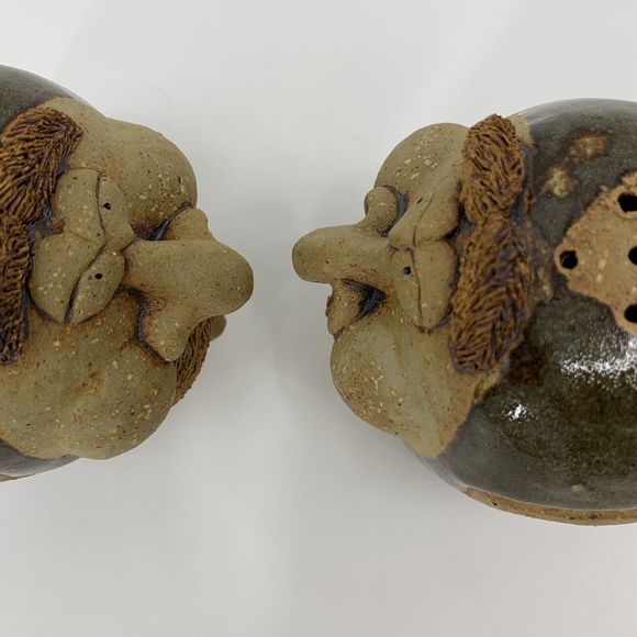 Vintage cat jarosz pottery funny face pottery 3D Salt Pepper Shakers 1984 - Picture 8 of 16